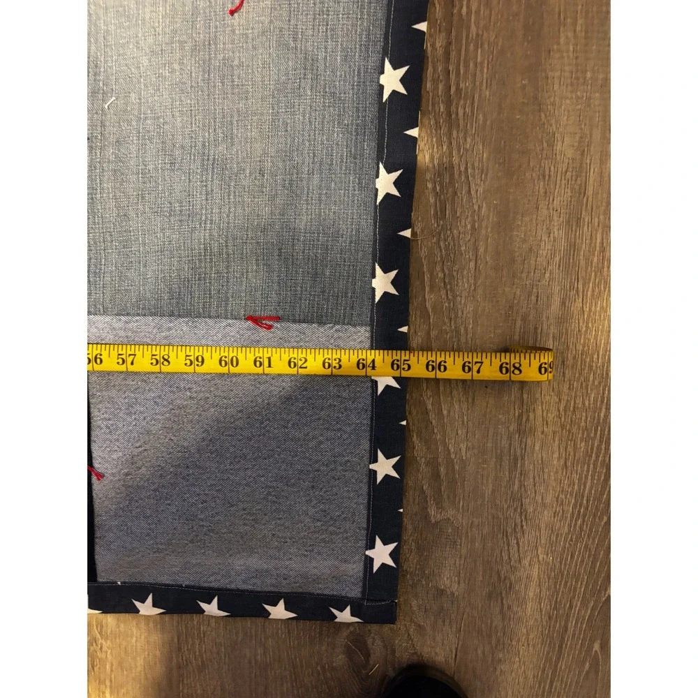 Handmade Patchwork Denim Lap Quilt Star Backing Americana Blue Black 65x56